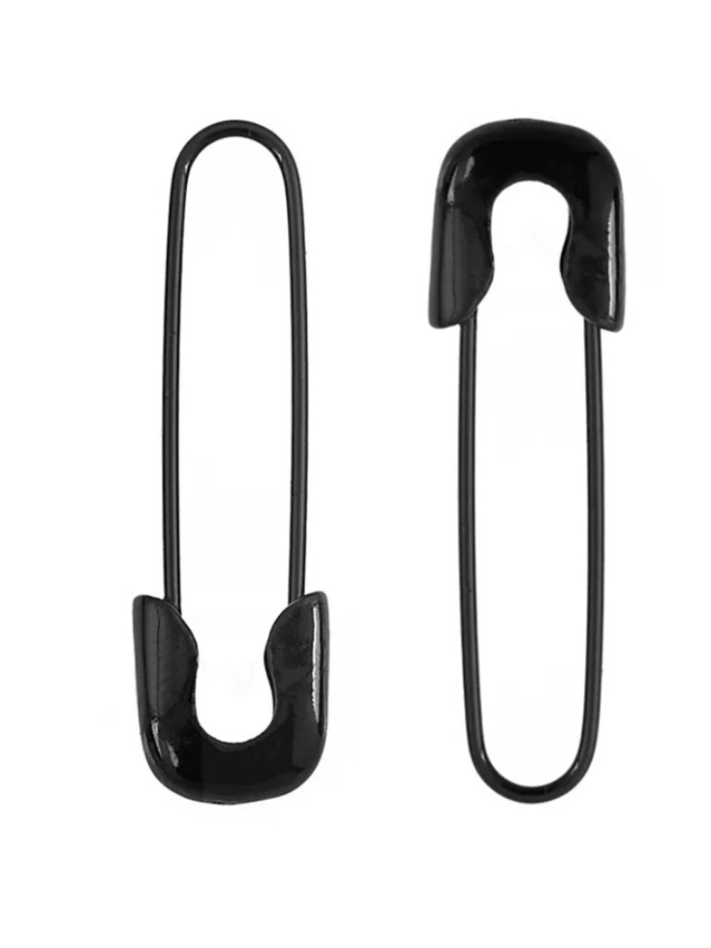 Black Safety Pin Paper Clip Dangle Earrings Minimalist Fashion Jewelry for Women